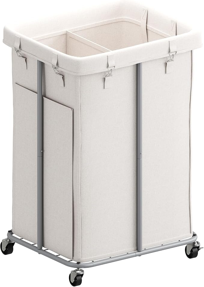 160L Laundry Hamper with Wheels, Rolling Laundry Basket with Metal Frame and - Image 8