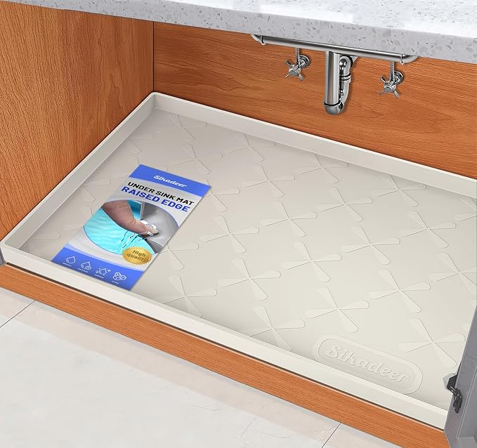 SIKADEER 22" x 19" Under Sink Mat Waterproof, Silicone Mat Kitchen Drawer Shelf by SIKADEER