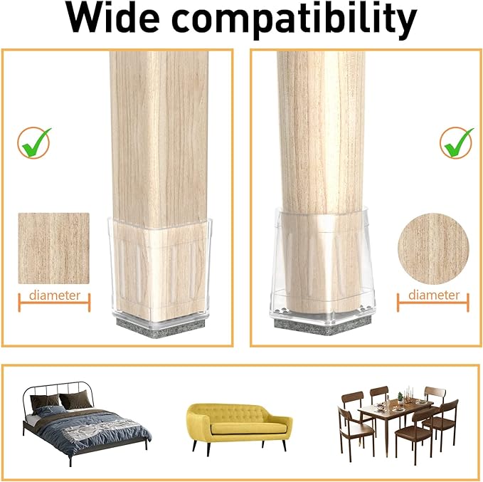 Square Chair Leg Protectors for Hardwood Floors, 1 1/4 Inch - Image 4