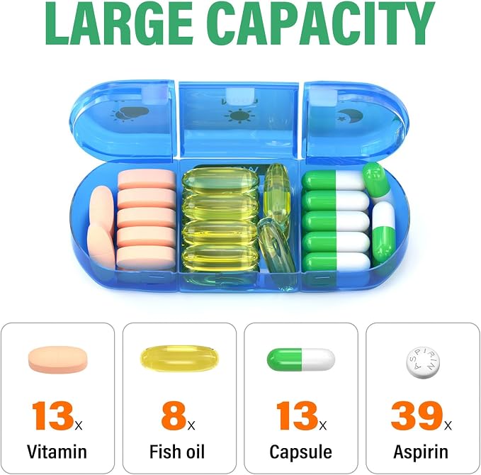 Weekly Pill Organizer 3X a Day, 7 Day Pill Box 3 Times, Portable - Image 2