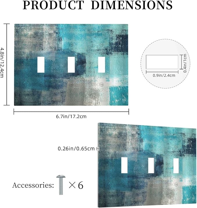 Decorative Switch Plates Teal Blue Modern Geometric Abstract Turquoise Green 3 - Image 5