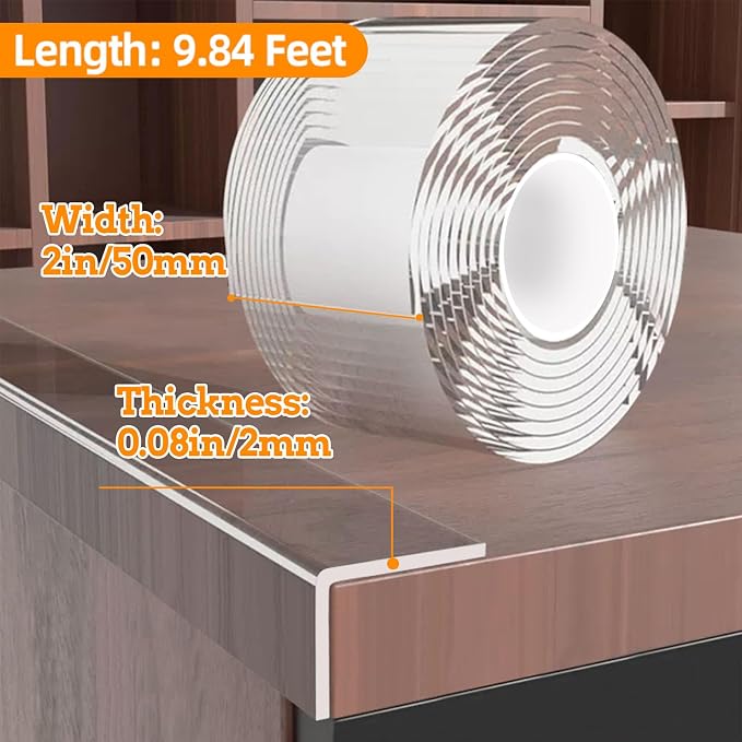 Clear Soft Corner Protectors for Furniture Strip, 2 in x 9.84 FT, Sharp Edge & - Image 2
