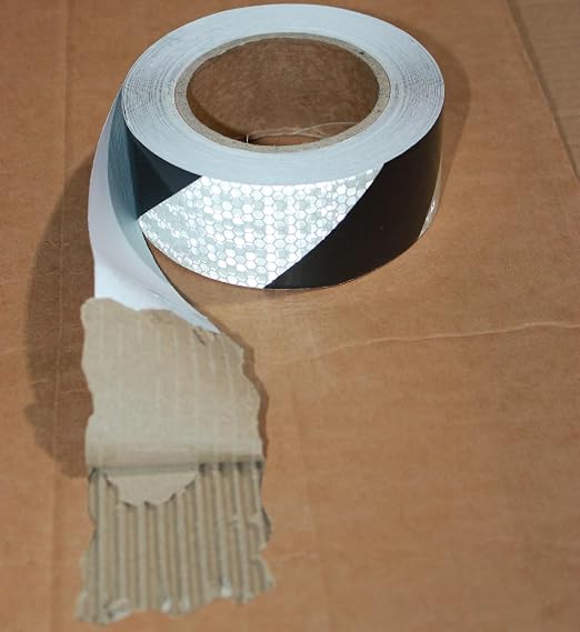 Black White Reflective Tape 2 inch X 166 feet, Outdoor Waterproof Hazard - Image 2