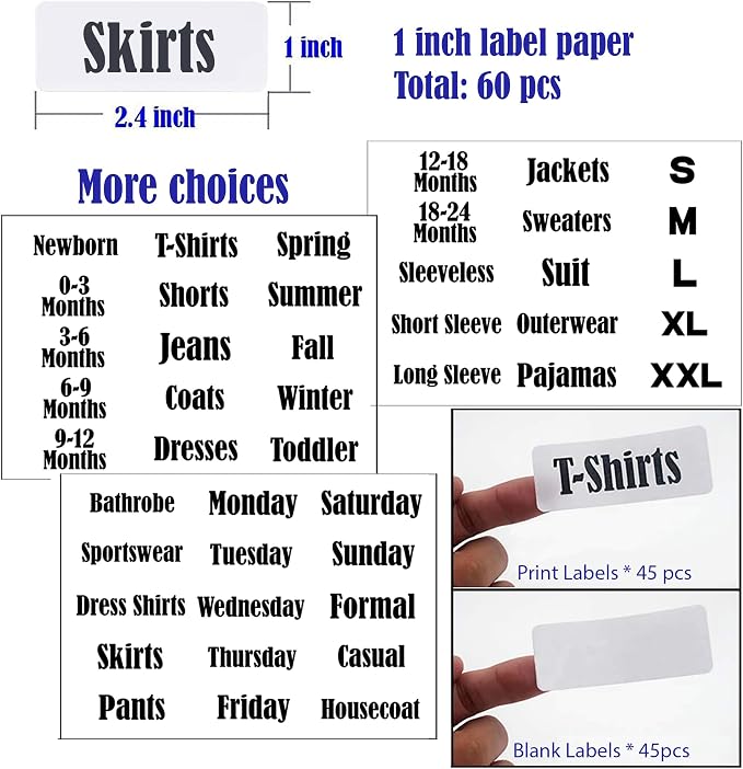 20 Pack White Clothing Rack Size Dividers Plus 45 Labels and 18 Large Blank - Image 5