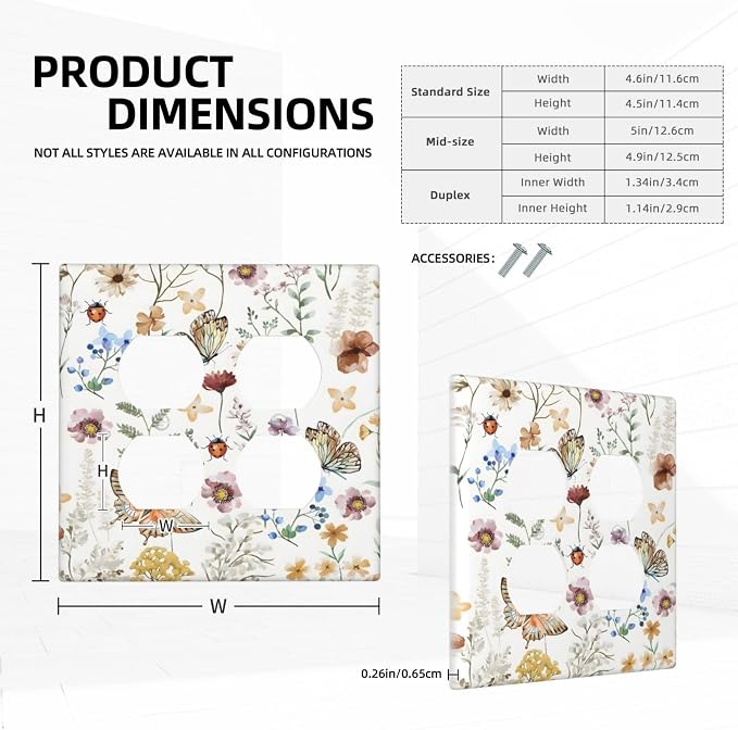 Boho Multicolor Flower Butterfly Insect Floral Outlet Covers 2 Gang Double - Image 5
