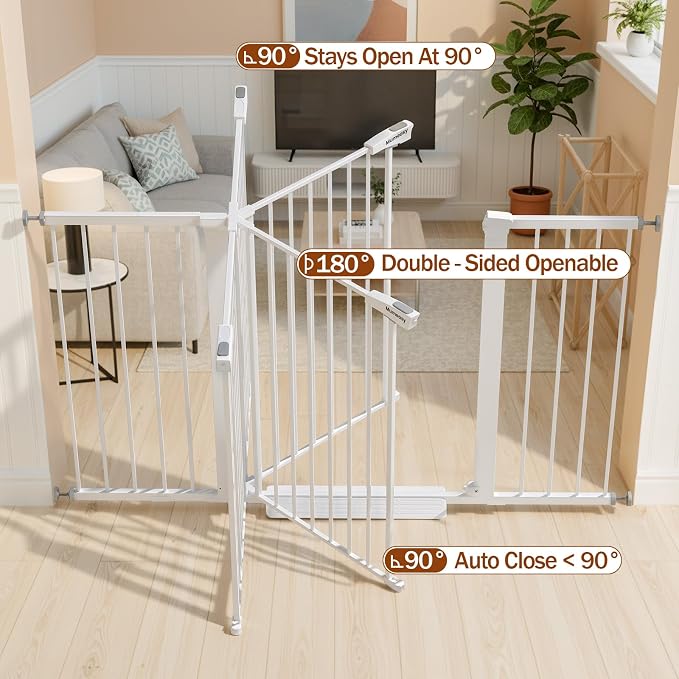 Mumeasy 29.7-57" Extra Wide Baby Gate, Auto Close Large Dog Gate - Image 9