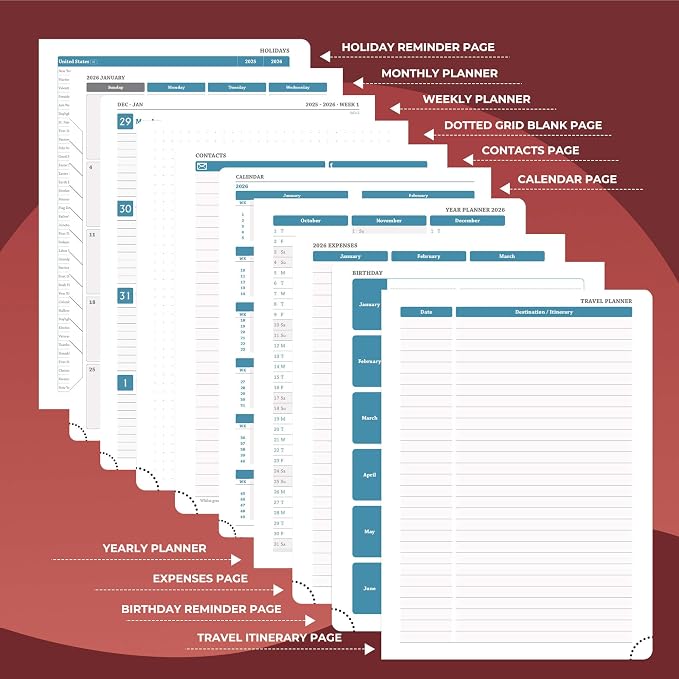 Planner 2026 Daily Weekly and Monthly, 12 Months Spiral Bound Calendar Agenda - Image 5