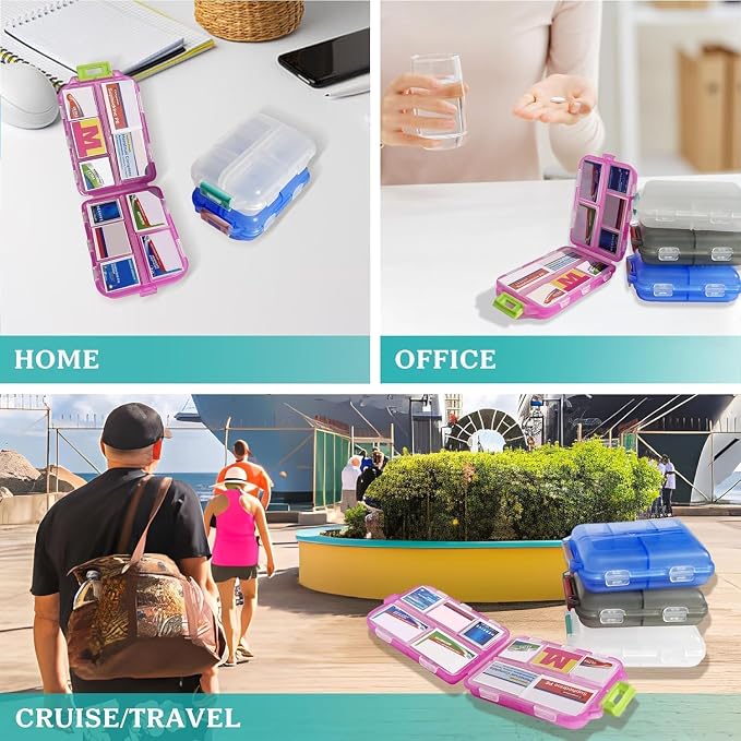 Pill Organizer with Medicine Labels Travel Daily Pill Container Mini Medication - Image 6
