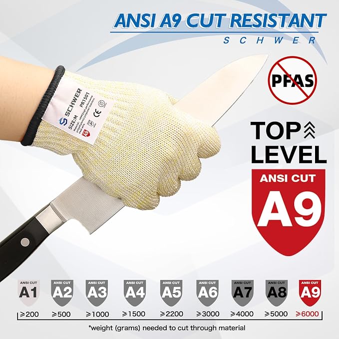 Schwer SlicePro ANSI A9 Cut Resistant Gloves, Food Grade Cutting Glove - Image 2