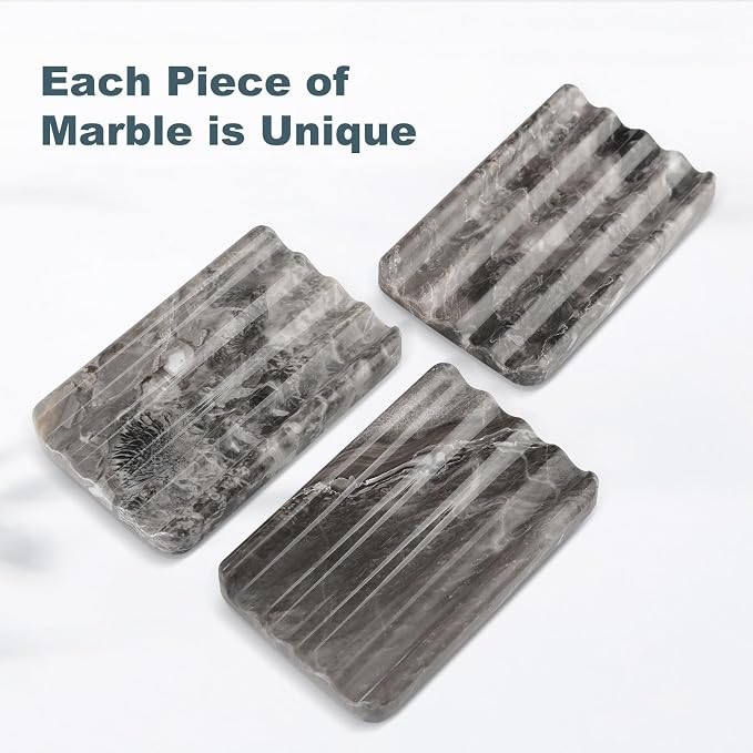 Marble Soap Dish, Bar Soap Holder Shower, Easy Cleaning Stone Sponge Holder - Image 4