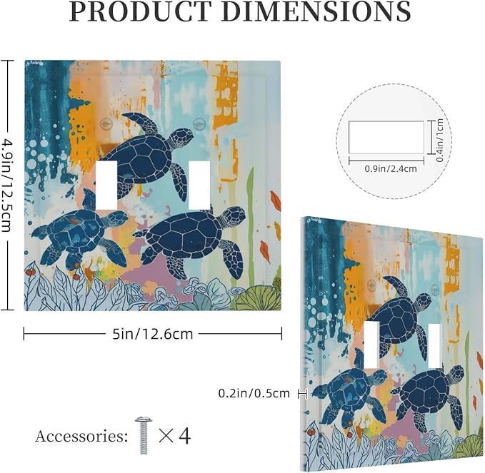 Decorative Switch Plates Colorful Ocean Sea Turtle Marine Life 2 Gang Double - Image 5