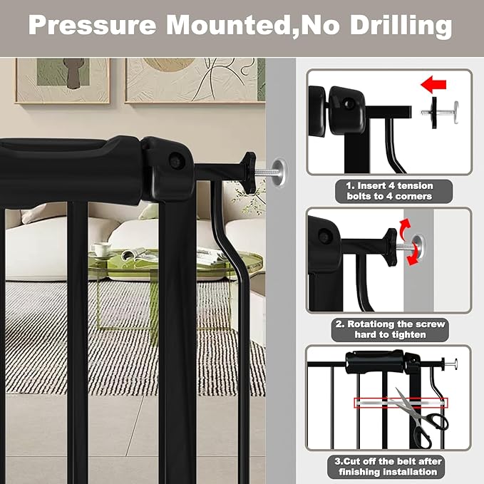 Fairy Baby Walk Through Baby Gate 34-38.5 Inch Wide, Pressure Mounted Safety - Image 6