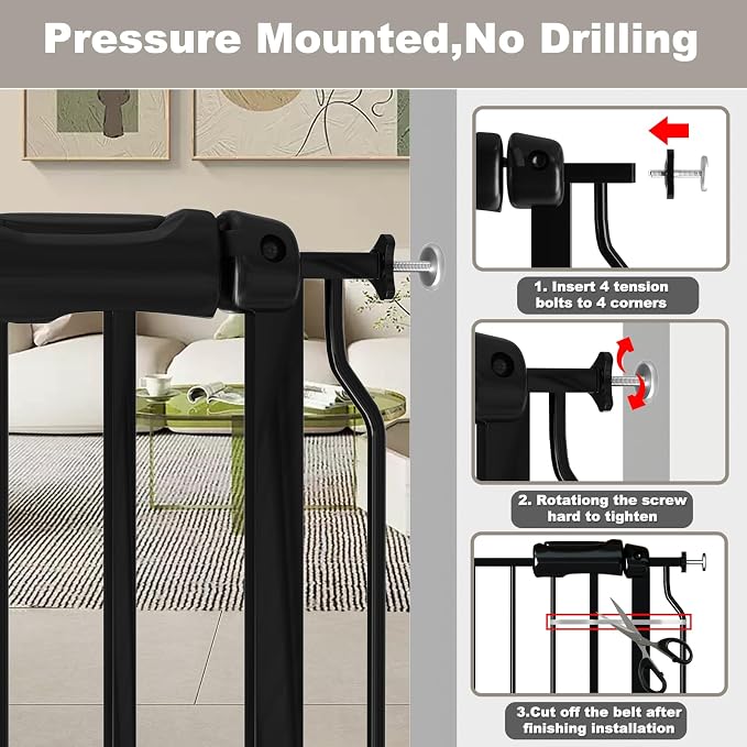 Fairy Baby Extra Wide Baby Gate 71.6-76.3 Inch Wide, Walk Through Pressure - Image 6