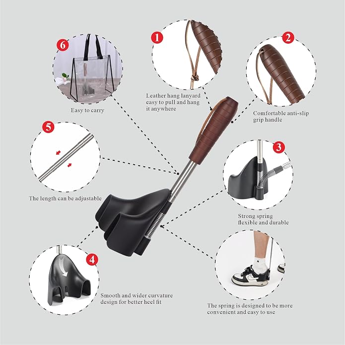 Shoe Horn Long Handle for Seniors-10-31 Telescopic Shoehorns For Men Pregnant - Image 5