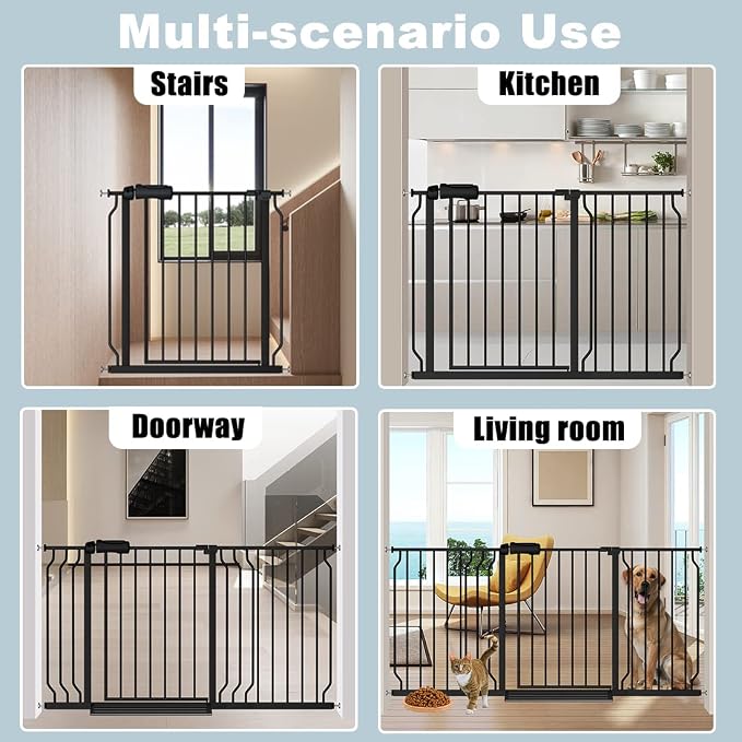 Extra Wide Baby Gate 57.5-62 Inch Black Walk THR Dog Gates Doorways House No - Image 8