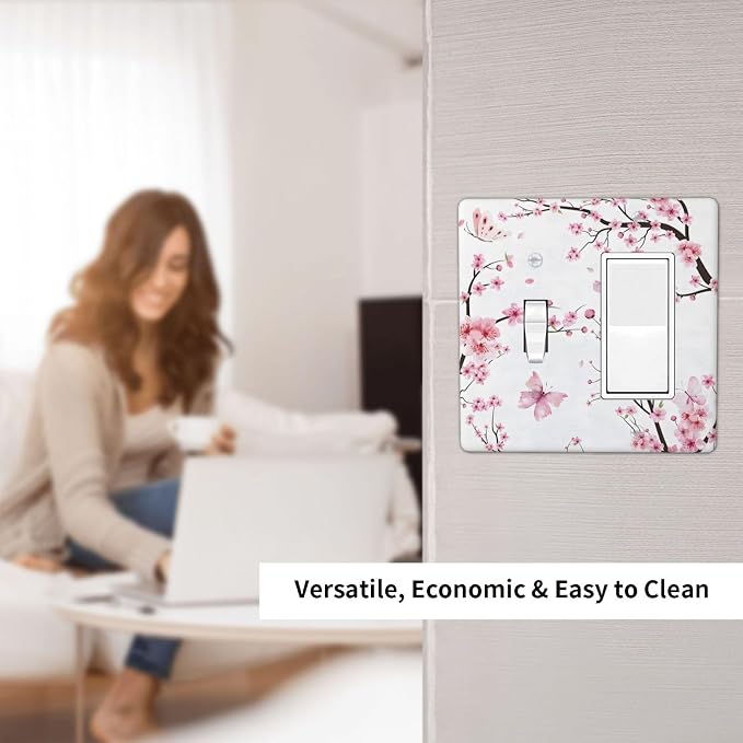 Cherry Floral Watercolor Pink Flowers Butterfly Outlet Covers 1 Toggle 1 Rocker - Image 6
