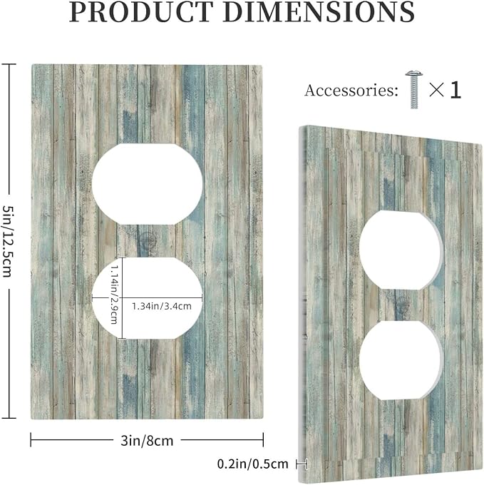 Tea Vintage Wood Plank Distressed Grain Rustic Shiplap Board 1 Gang Duplex - Image 5