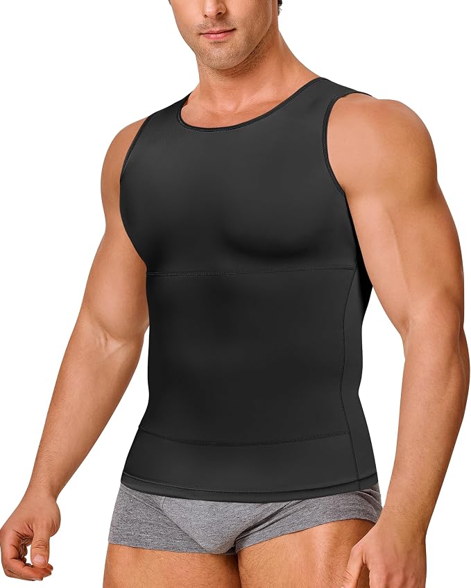 Gotoly Men Compression Shirt Shapewear Slimming Body Shaper Vest Undershirt by Gotoly