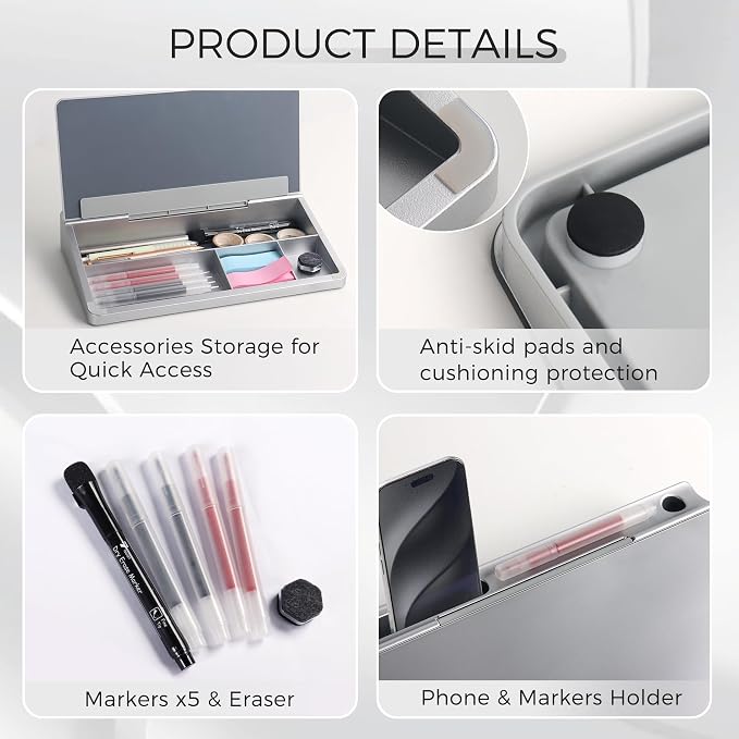 TOWON Small Compact Glass Desktop Whiteboard - Image 3