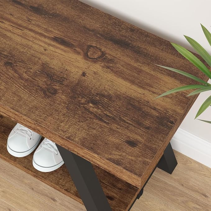 LVB Wood Bench, Industrial Storage Entryway Indoor Bench - Image 4