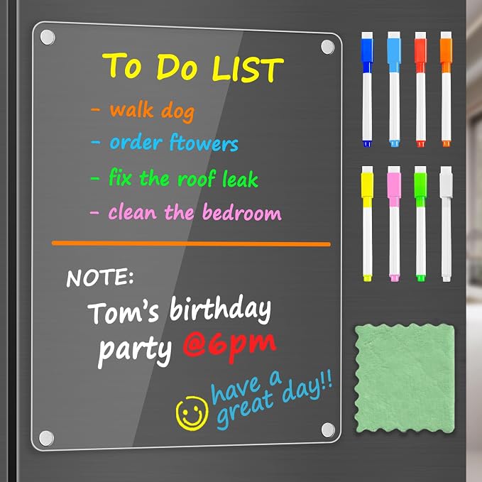 PigPotParty Clear Acrylic Magnetic Whiteboard by PigPotParty