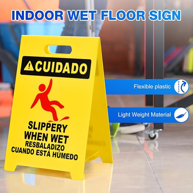MATTHEW CLEANING 19'' 2 Pack, Industrial Wet Floor Sign 2-Sided Durable - Image 7