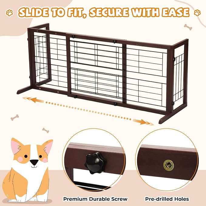 COZIWOW 38-67" Dog Gate Indoor, Free Standing Pet Gate - Image 6