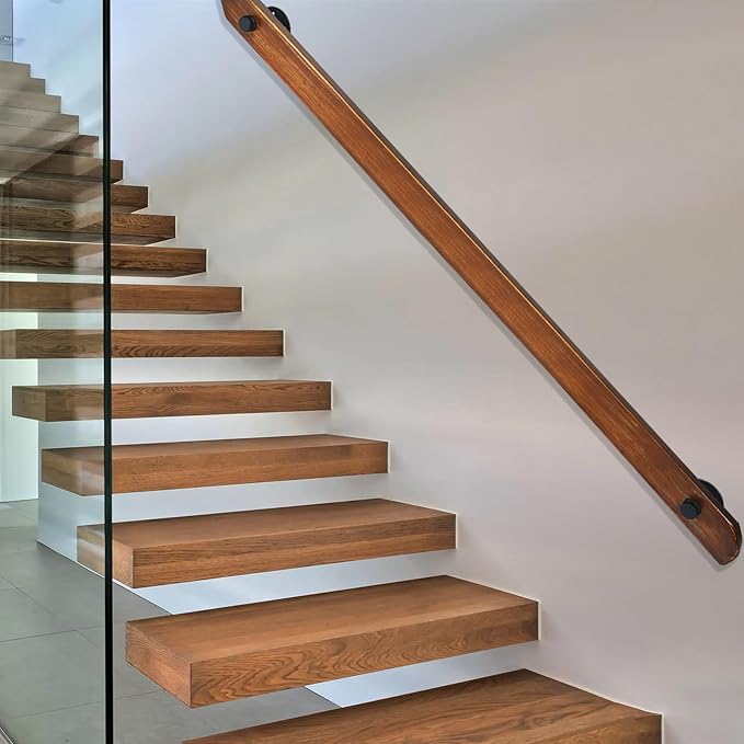 Wood Handrails, Indoor Non-Slip Staircase Handrail, Retro Rustic Wall Mount - Image 5