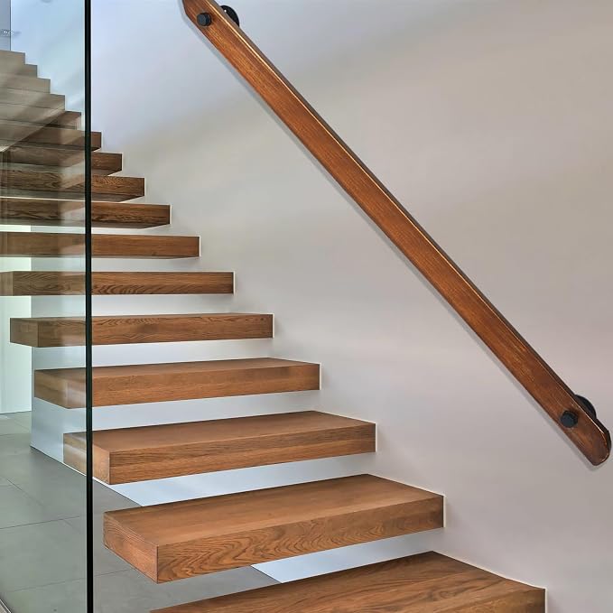 Wood Handrails, Indoor Non-Slip Staircase Handrail, Retro Rustic Wall Mount - Image 5
