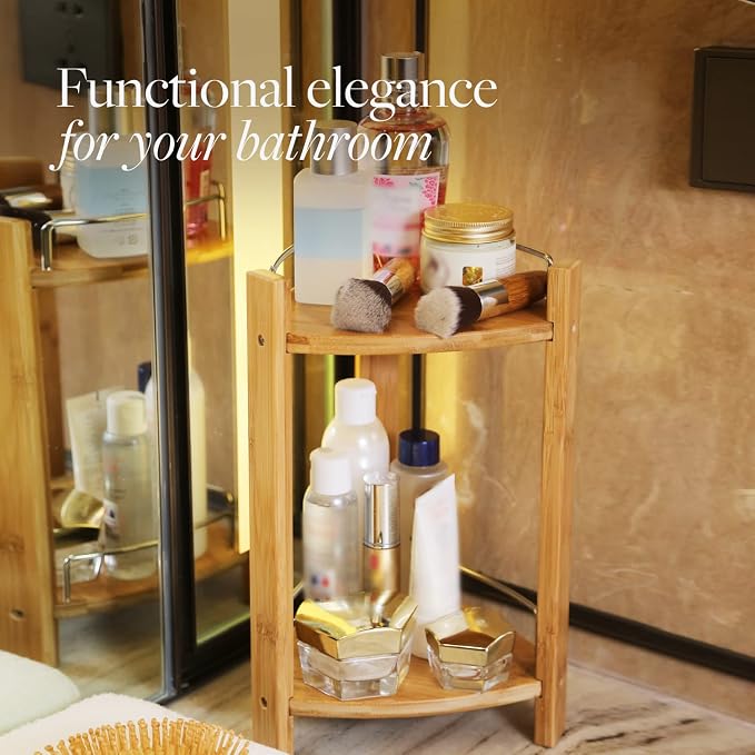 GOBAM Bamboo Shower Corner Caddy, Medium - Image 7