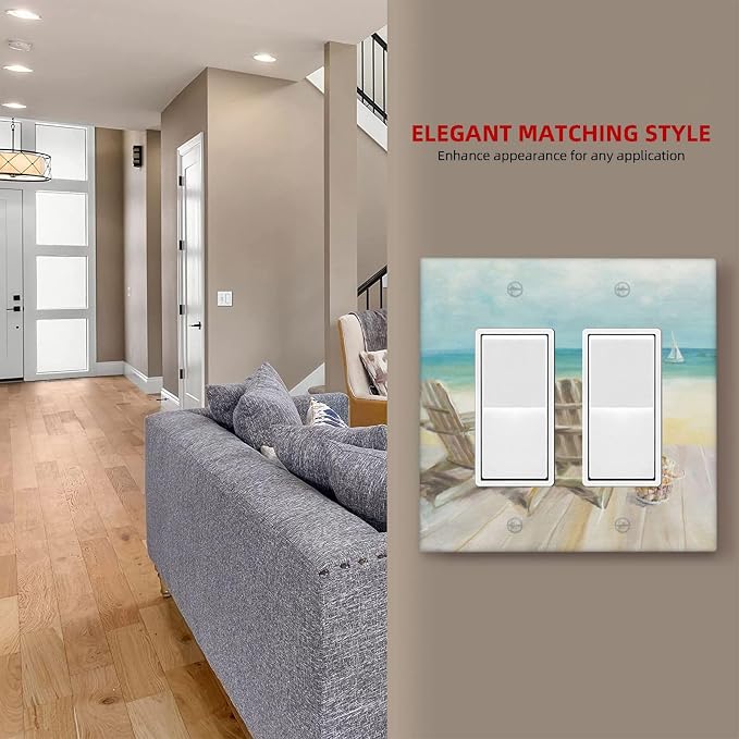 Outlet Covers Beach Chair Seascape Blue Ocean 2 Gang Wall Plate Double Rocker - Image 7