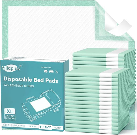 Bed Pads with Adhesive Strips 30''X36'', Kids and Pet by MILDPLUS