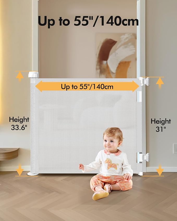 Retractable Baby Gate for Stairs & Doorways, Pet and Dog Safety Gate for - Image 2
