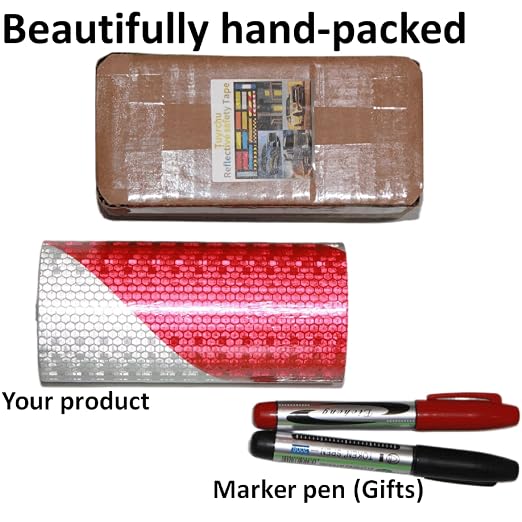 Reflective Tape Red and White 6 inch X 10 feet, Outdoor Waterproof Hazard - Image 4