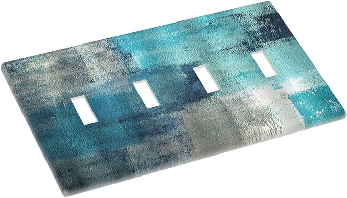 Light Switch Covers Teal Blue Modern Geometric Abstract Turquoise Green Quad - Image 3