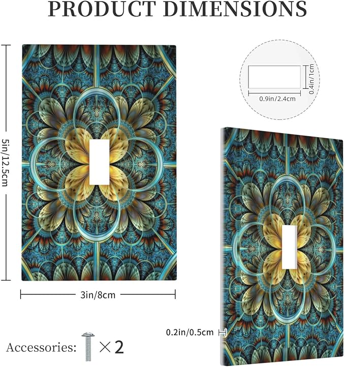 Light Switch Cover Boho Fractal Mandala 1 Gang Wall Plate Cover Bohemia Single - Image 5