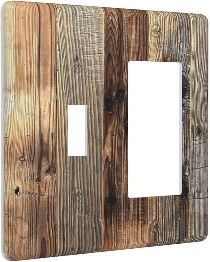Barn Brown Wood Rustic Weathered Wood Print Outlet Covers 1 Toggle 1 Rocker - Image 2