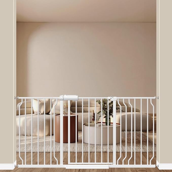 ALLAIBB Extra Wide Pressure Mount Baby Gate Auto Close White Metal Child Dog by ALLAIBB
