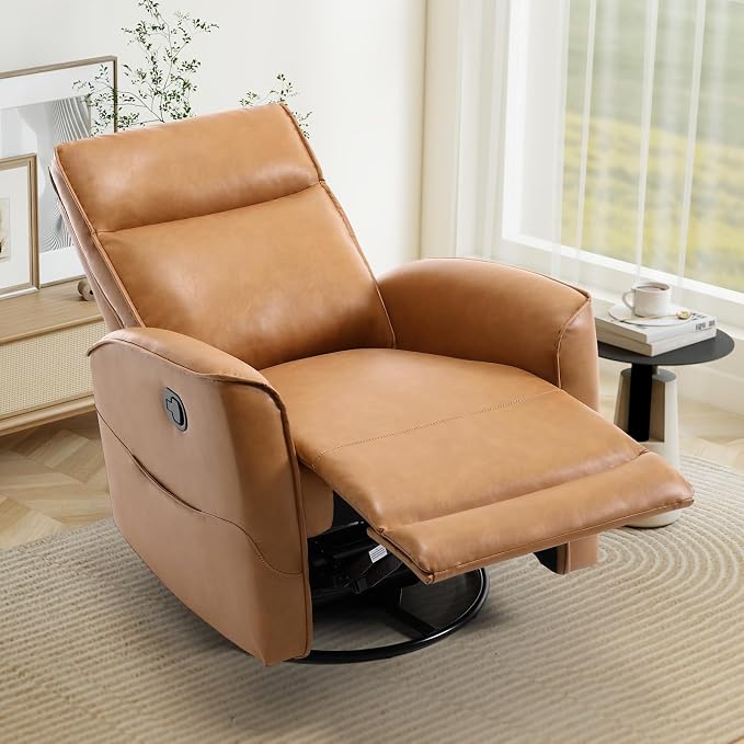 CANMOV Leather Recliner Chair, Swivel Rocker Recliner Chair, 360°Swivel Nursery - Image 9