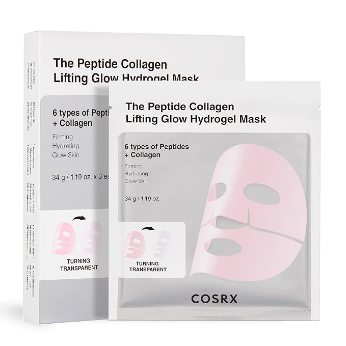 COSRX Pink Peptides Collagen Lifting Glow Hydrogel Face Masks Skincare 3 EA by COSRX