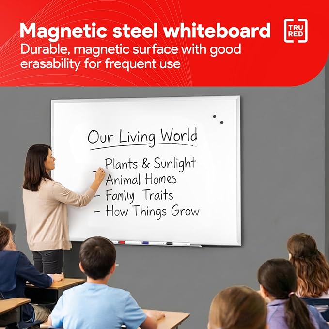 TRU RED Steel Magnetic Whiteboard | Dry Erase Board - Image 4