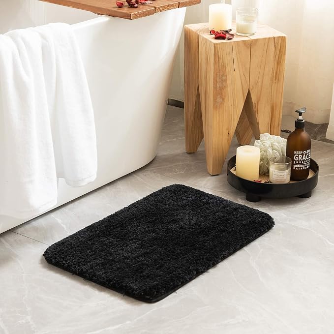 MIULEE Black Absorbent Bath Rugs, Soft Large Bathroom Mats Non-Slip and - Image 6