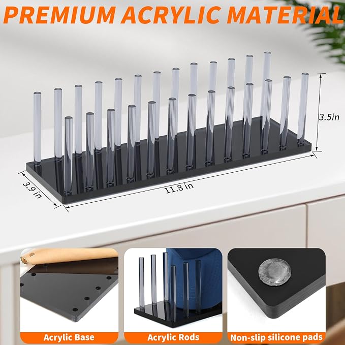 Kadolina Hat Organizer for Baseball Caps, Acrylic Hat Rack for 12 Baseball Caps - Image 3