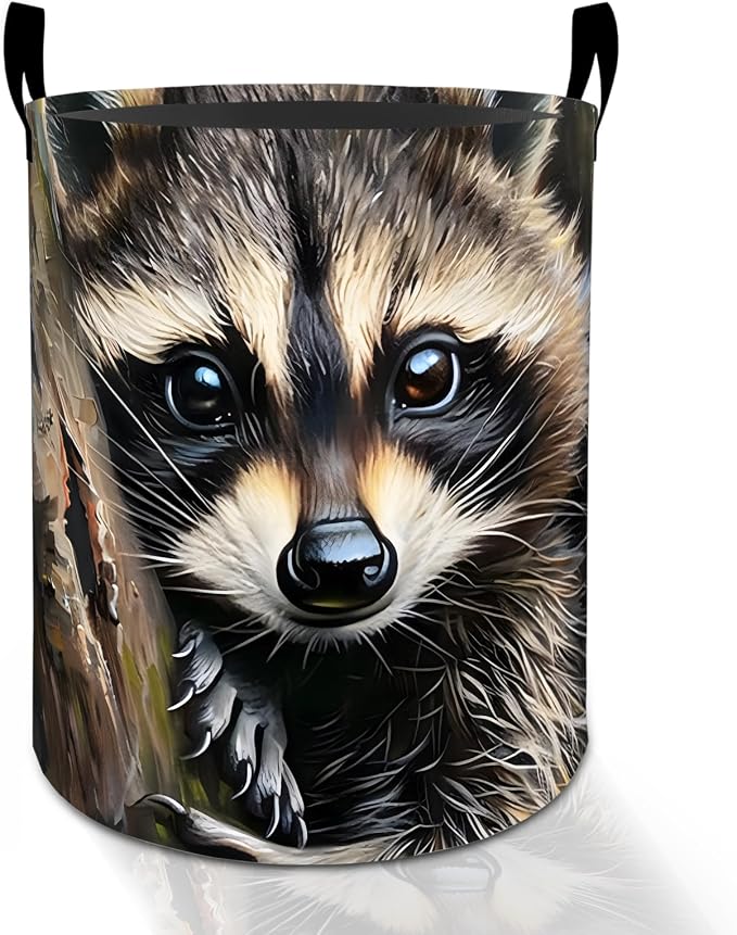 Cute Raccoon Laundry Basket Hamper by Turamurra