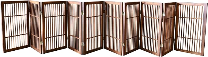 Pet Dog Gate Strong and Durable Freestanding Folding Acacia Hardwood Portable by Urnporium