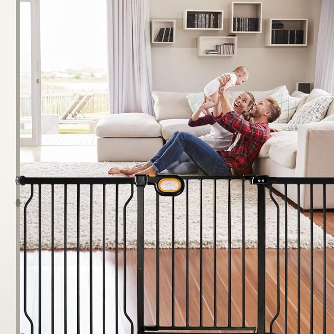 Owlie Baby Gate with Door 66-75 Inch, Extra Wide Stair Gates - Image 2