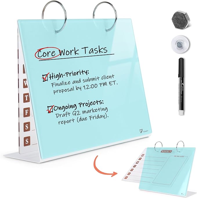 Desktop Glass Dry Erase & Acrylic Aesthetic Calendar Weekly to-do List Combo - Field & Grace