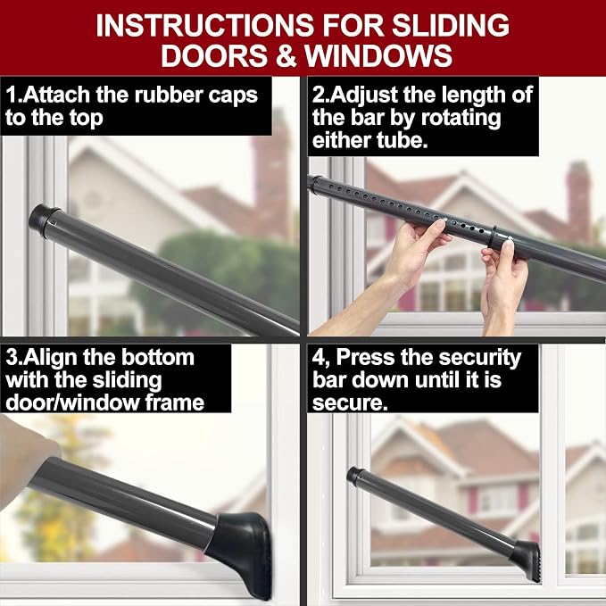 AceMining Upgraded Door Security Bar & Sliding Patio Bar, Heavy Duty Stoppers - Image 9