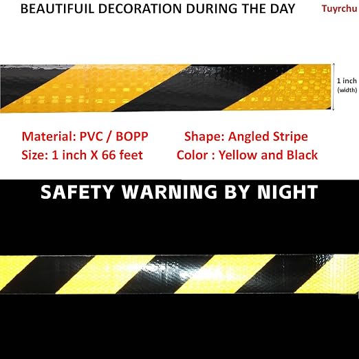 Yellow Black Reflective Tape Outdoor Waterproof 1 inch X 66 feet, High - Image 3