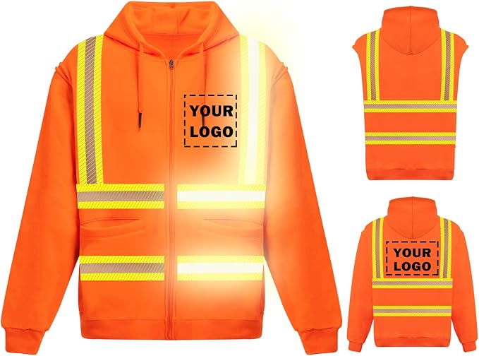 YOWESHOP High Visibility Reflective Safety Hoodie Jacket by YOWESHOP